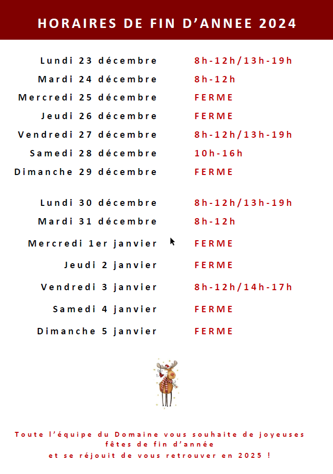 Horaires de fin d'année 2024